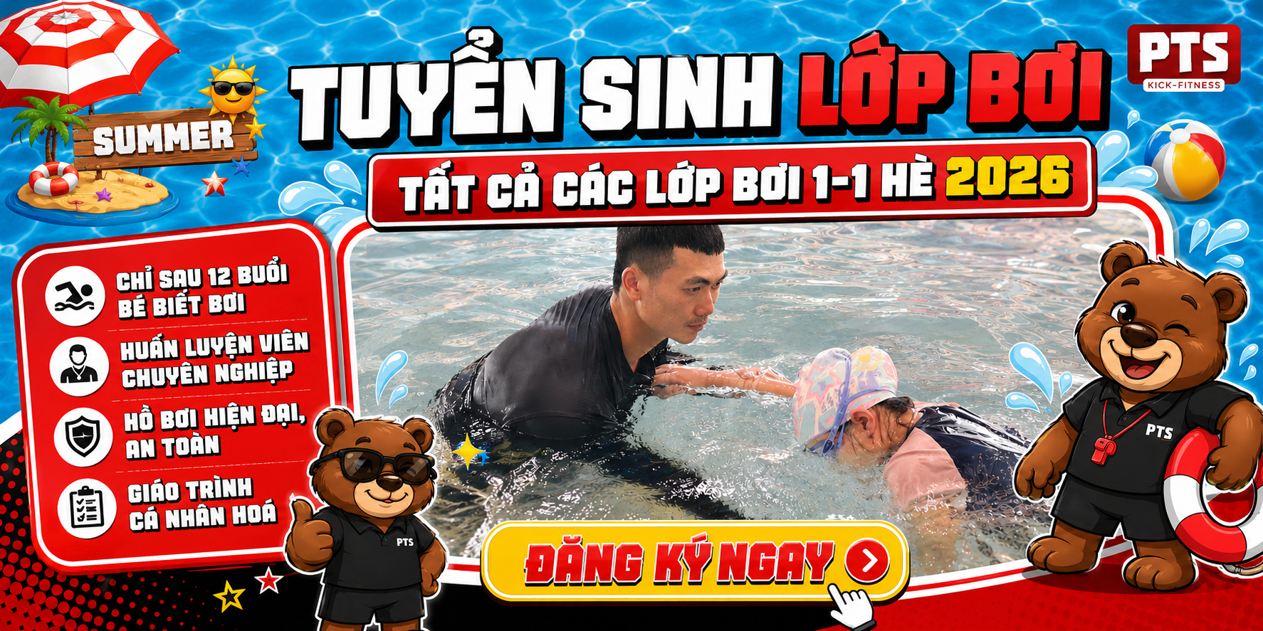 TUYỂN SINH LỚP HỌC BƠI HÈ 2026 - CON BƠI TỰ TIN &amp; AN TOÀN!